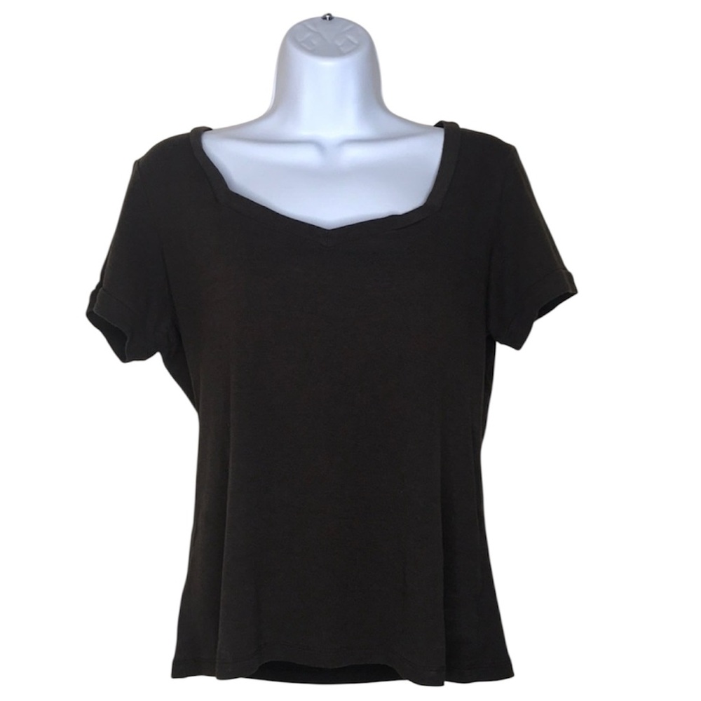 Susan Bristol Brown Cotton Tee Top size large